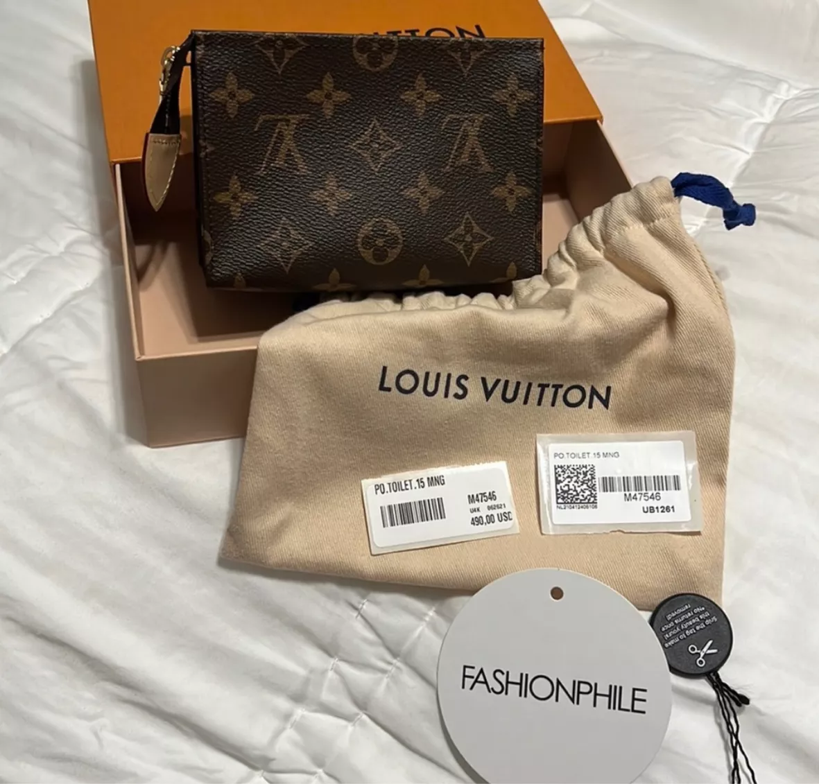 NWT Louis Vuitton MONOGRAM TOILETRY POUCH 15, M47546, discontinued