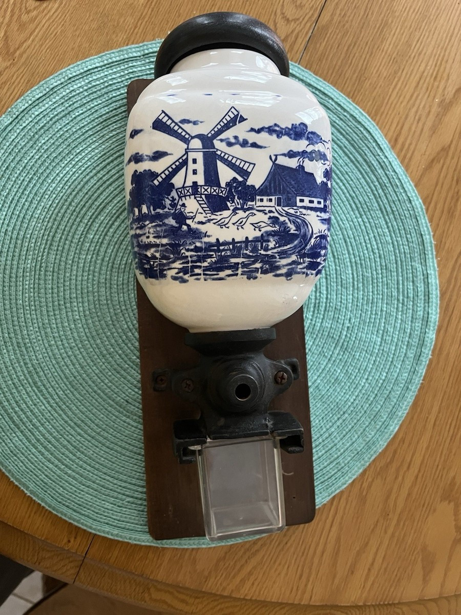 Vintage Delft Ceramic Blue white Cast Coffee Wall Grinder-missing Crank | eBay US