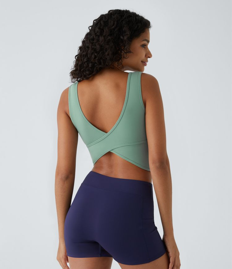 Women’s U Neck Crossover Barre Ballet Dance Tank Top - Halara | HALARA