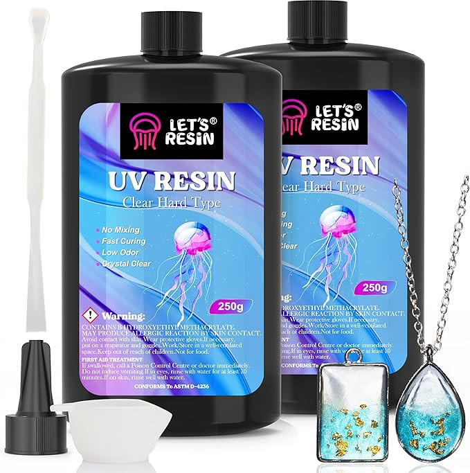 LET'S RESIN UV Resin, Upgraded 500g Crystal Clear UV Resin Hard, Low Odor Ultraviolet Epoxy Resin... | Amazon (US)
