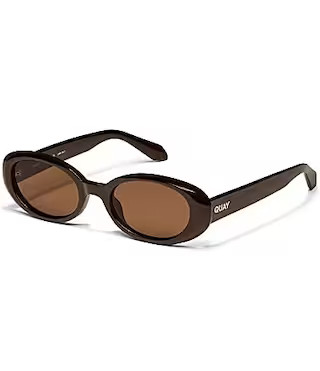 QUAY Unisex Felt Cute 35mm Oval Sunglasses - Chocolate/Brown | Dillard's