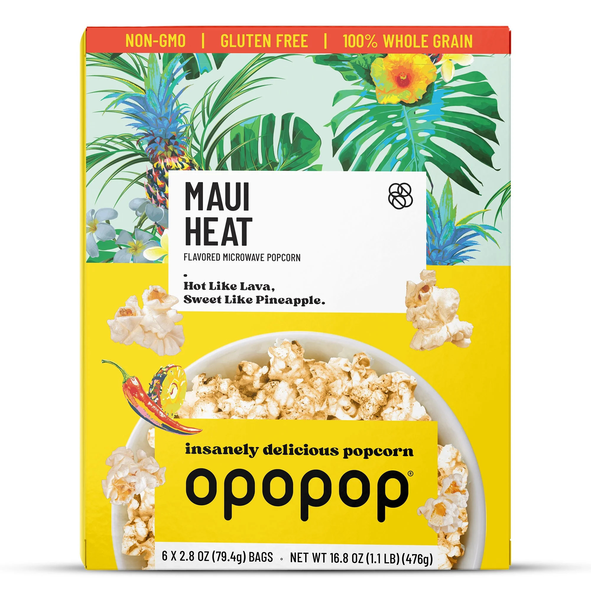 Opopop Microwave Popcorn Maui Heat Flavor 2.8oz/6ct | Walmart (US)