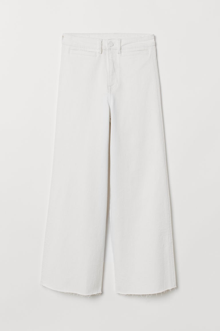H & M - Denim Culottes High waist - White | H&M (US + CA)
