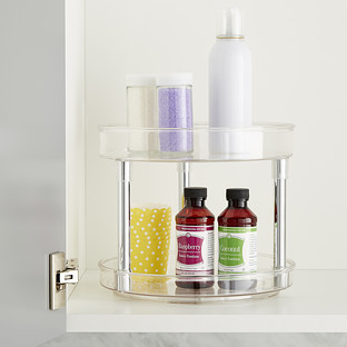 iDESIGN™ Linus™ 2-Tier Turntable Clear | The Container Store