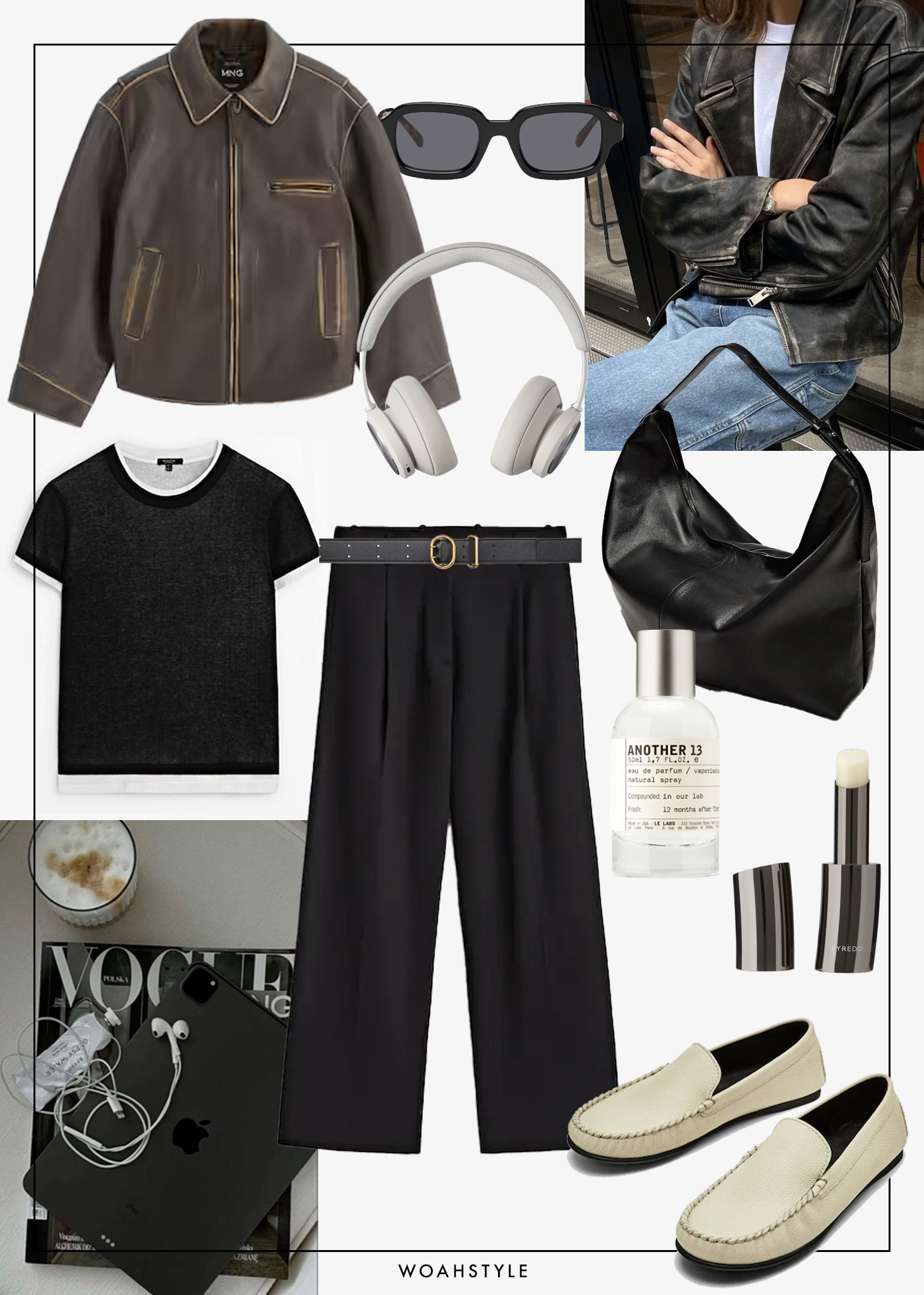 A distressed leather jacket from Mango (on sale) gives a pair of trousers a fresh vibe. Style it with leather loafers and an oversized half-moon tote bag to get your wardrobe ready for spring  

#LTKstyletip #LTKshoecrush #LTKsalealert