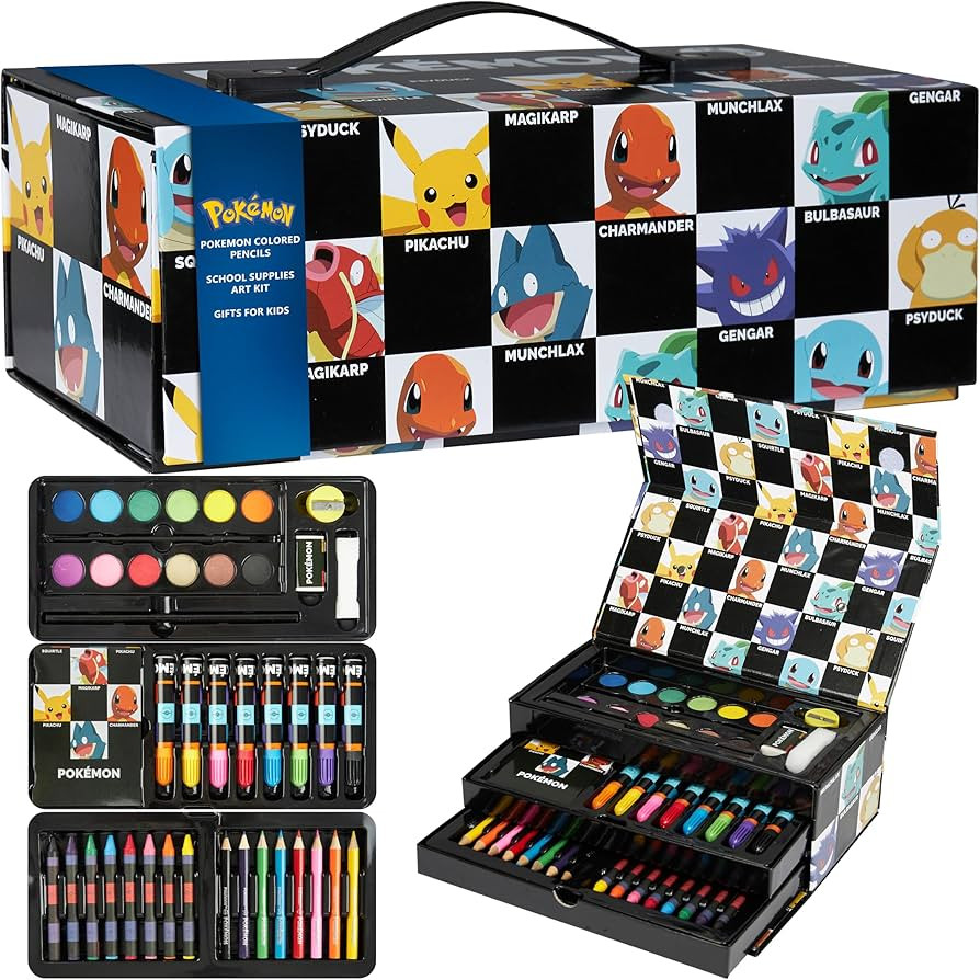 Pokemon Art Set for Boys Girls Drawing Painting Kit Markers Crayons Colored Pencils School Suppli... | Amazon (US)