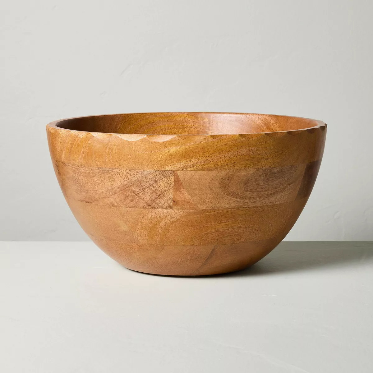 Large Carved Edge Wood Bowl Mid Tone - Hearth & Hand™ with Magnolia | Target