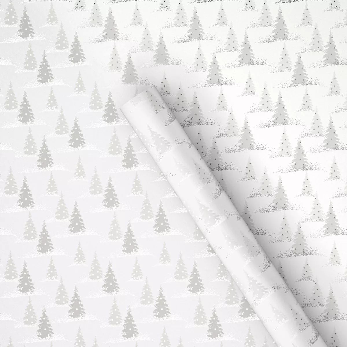 25 sq ft Foil Trees Christmas Gift Wrap White/Silver - Wondershop™ | Target