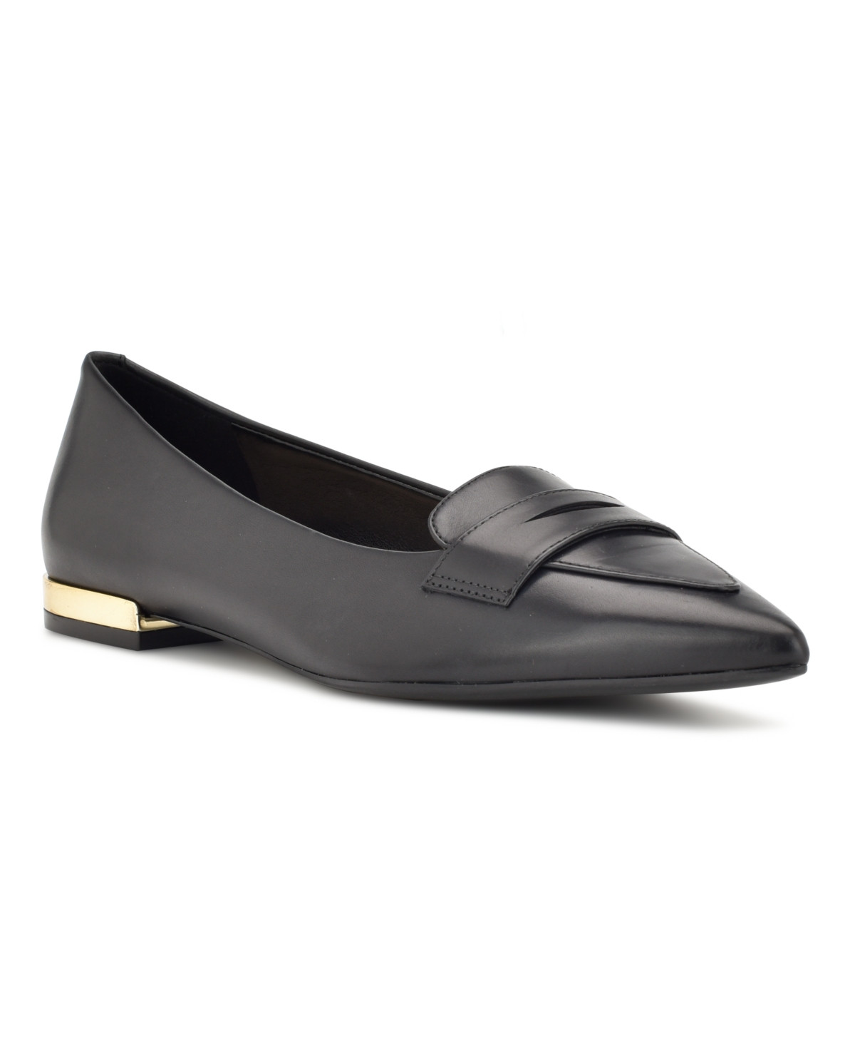 Nine West Women's Lallin Pointy Toe Slip-on Dress Flats - Black Leather | Macy's