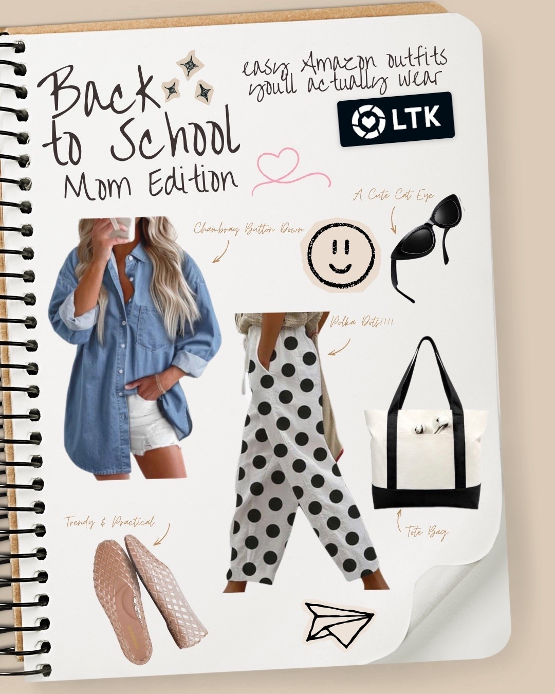 A classic chambray shirt paired with playful polka-dot pants is comfortable enough for busy mornings but polished enough to wear all day. Tap to shop the complete back to school look.

#LTKmomlife #LTKOver40