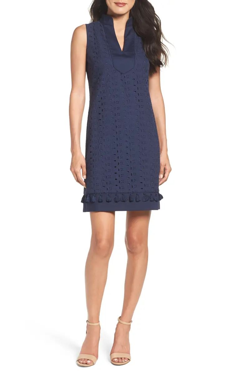 Mandarin Collar Lace Shift Dress | Nordstrom