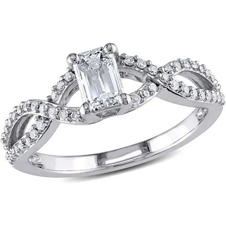 Miabella 4/5 Carat T.W. Emerald and Round-Cut Diamond 14kt White Gold Infinity Engagement Ring | Walmart (US)