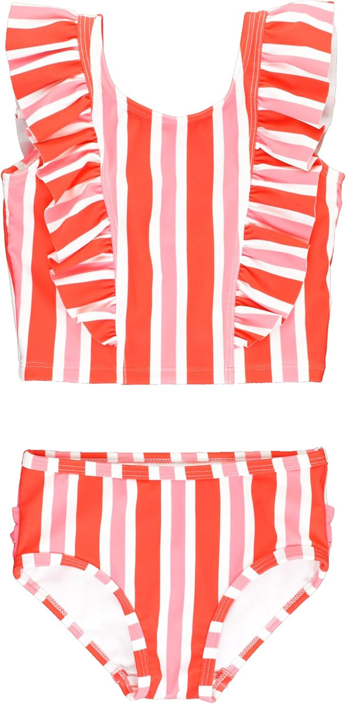 RuffleButts Baby/Toddler Girls Cropped 2-Piece Sleeveless Tankini Swimsuits with UPF50+ Sun Prote... | Amazon (US)