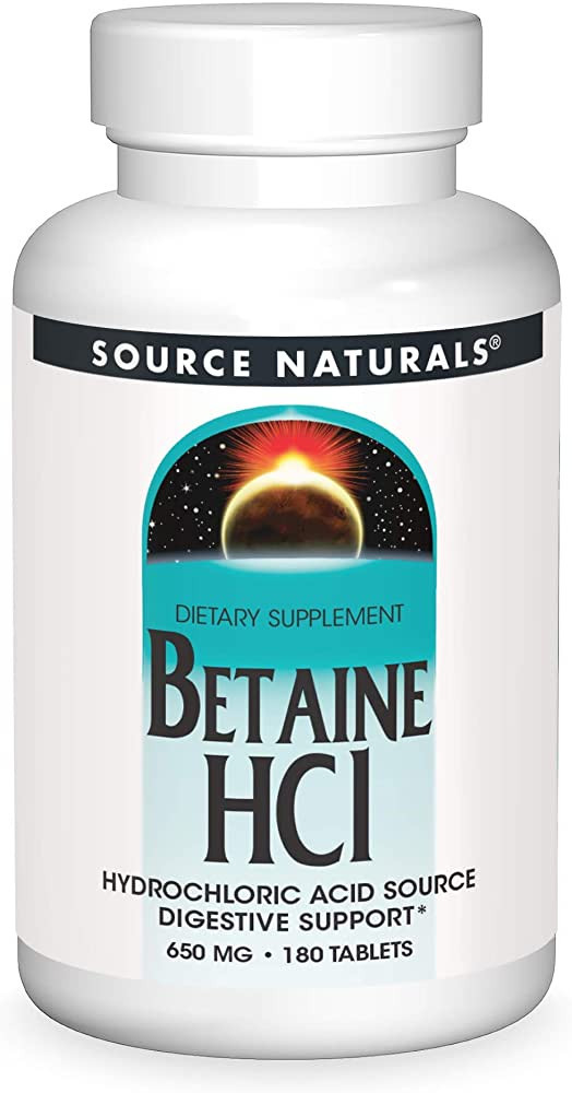 Source Naturals - Betaine HCl Hydrochloric Acid Source 650 mg. - 180 Tablets | Amazon (US)