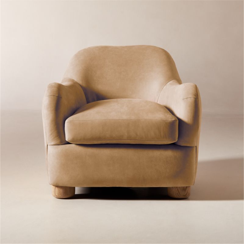 Bacio Caramel Brown Leather Chair by Ross Cassidy | CB2 | CB2