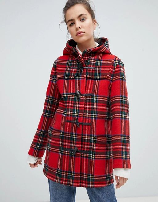 Gloverall Mid Length Duffle Coat in Check | ASOS US
