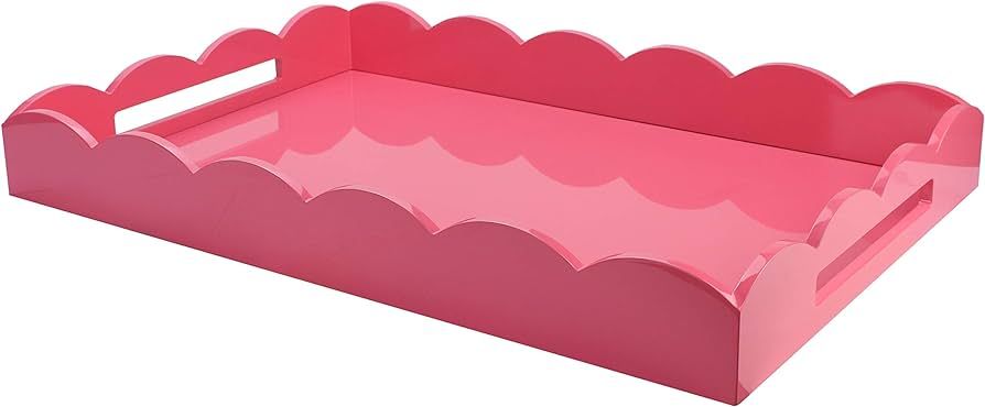 Addison Ross 17x13 Scalloped Decorative Tray Pink | Amazon (US)