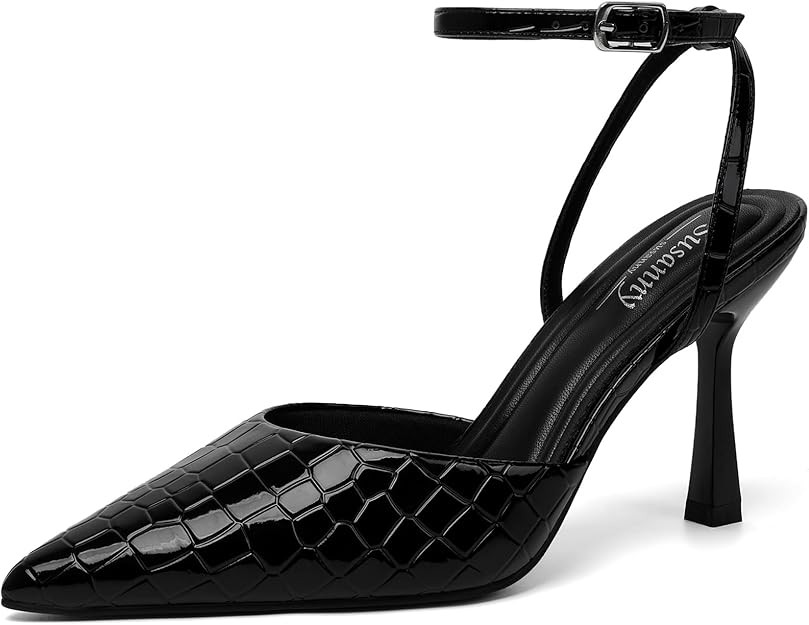 Susanny Heels for Women Stiletto Closed Pointed Toe Backless Dress Shoes High Heels Sexy Kitten P... | Amazon (US)