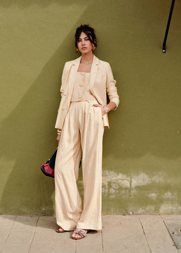 Loulou Trousers - Sézane Éditions - Cream - Viscose - Sézane | Sezane Paris