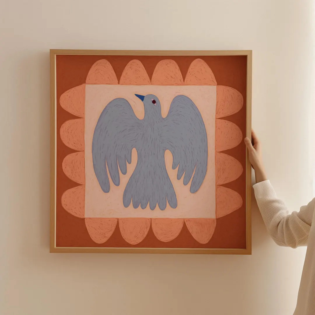 Bird Folk Art Print, Rustic Wall Art, Primitive Bird Illustration, Boho Wall Art Minimalist Decor... | Etsy (US)