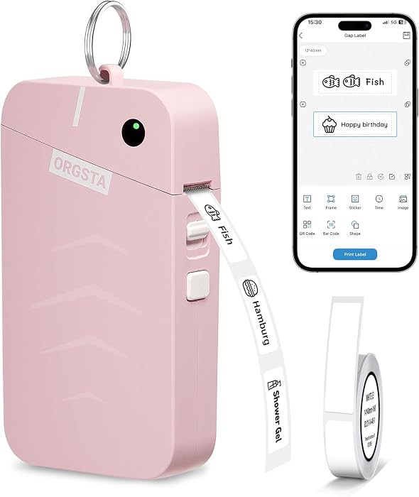 ORGSTA Label Maker, S001 Portable Bluetooth Label Maker Machine with Tape, Thermal Label Printer for Home, Office, School Organization, Wireless Mini Labeler Machine, Pink | Amazon (US)