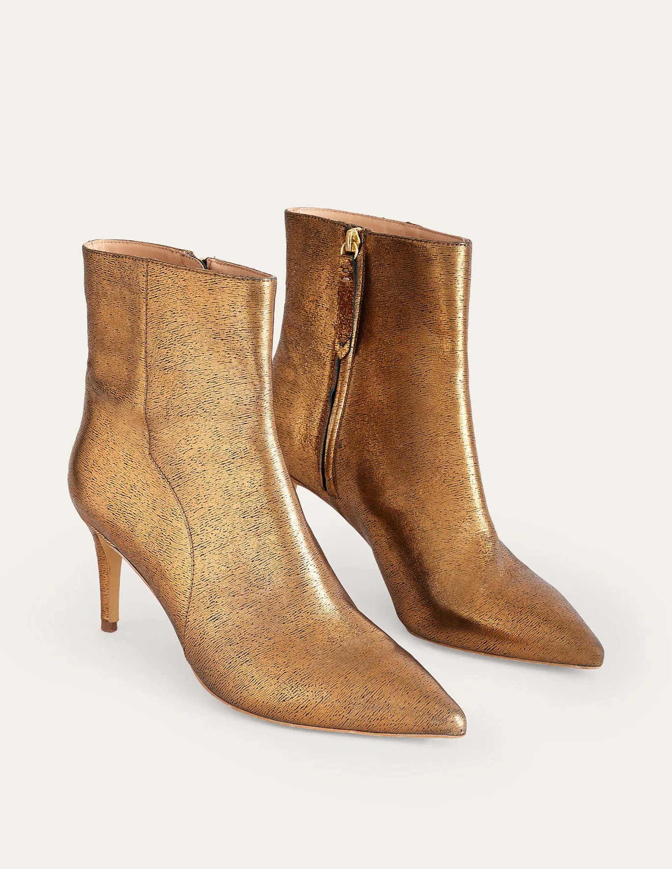 Pointed-Toe Ankle Boots - Gold Metallic Leather | Boden (US)