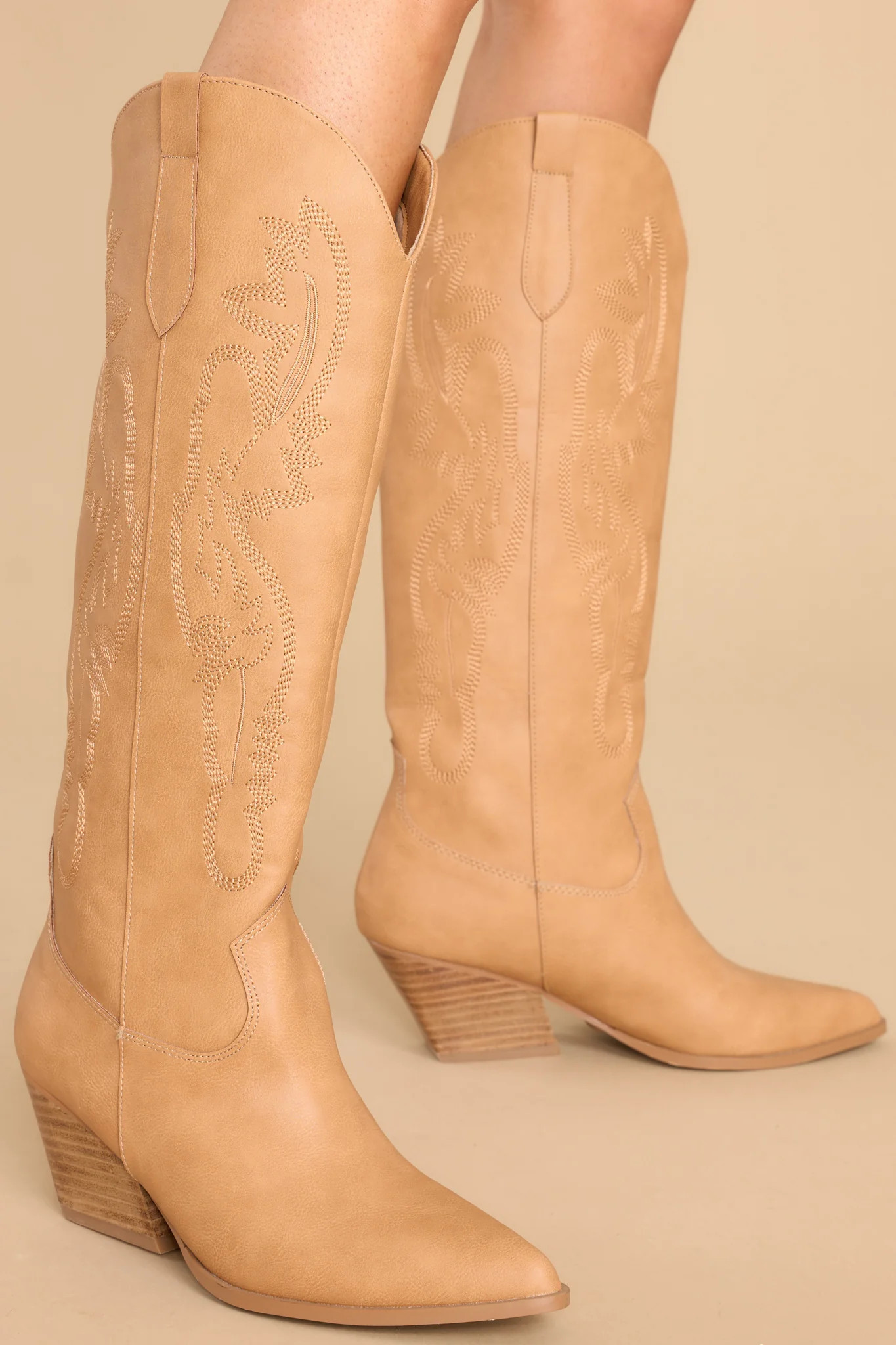 Zeina Camel Casual Boots | Red Dress 