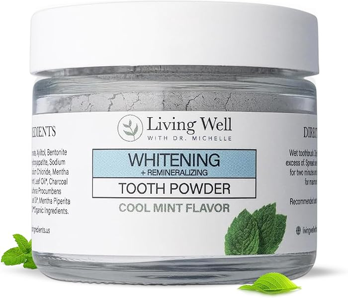Living Well with Dr. Michelle Remineralizing & Whitening Tooth Powder Cool Mint | Fluoride-Free H... | Amazon (US)