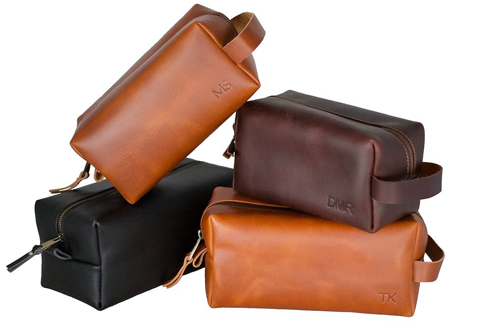 LUXE-RANGE Personalized Leather Toiletry Bag For Men, Leather Dopp Kit, Groomsmen Gifts, Men's Toiletry Bag, Gifts For Men, Christmas Gift, Wedding Gift, Anniversary Gift, Customized Men Gifts | Amazon (US)