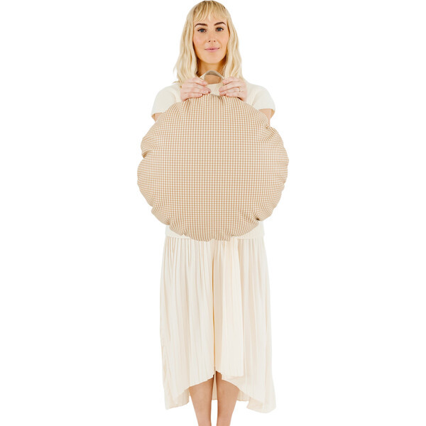 Circle Mini Floor Cushion, Bronze Check | Maisonette