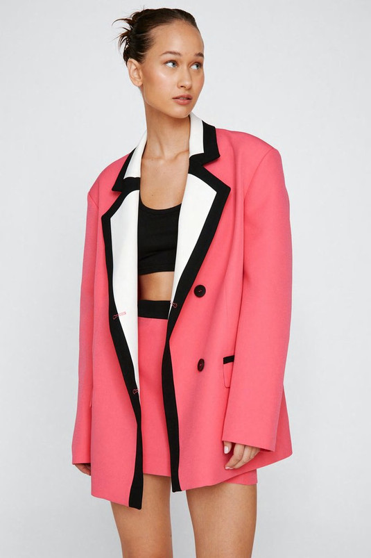 Premium Contrast Trim Oversized Blazer | Nasty Gal (US)
