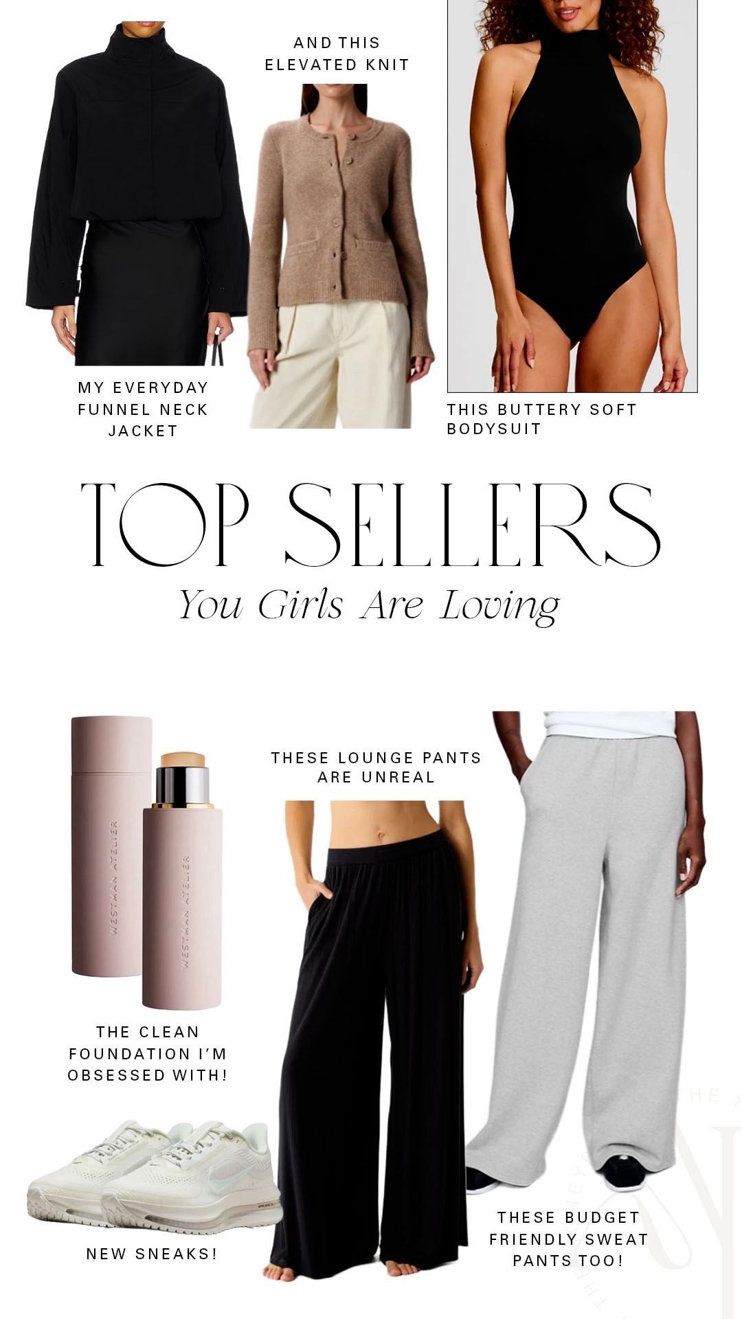 The top sellers this week! Budget friendly wide leg sweats super cozy loungewear pants might go to clean foundation the lightweight jacket I’m reaching for nonstop the perfect cardi  and my little black top.👌🏻

#LTKSaleAlert