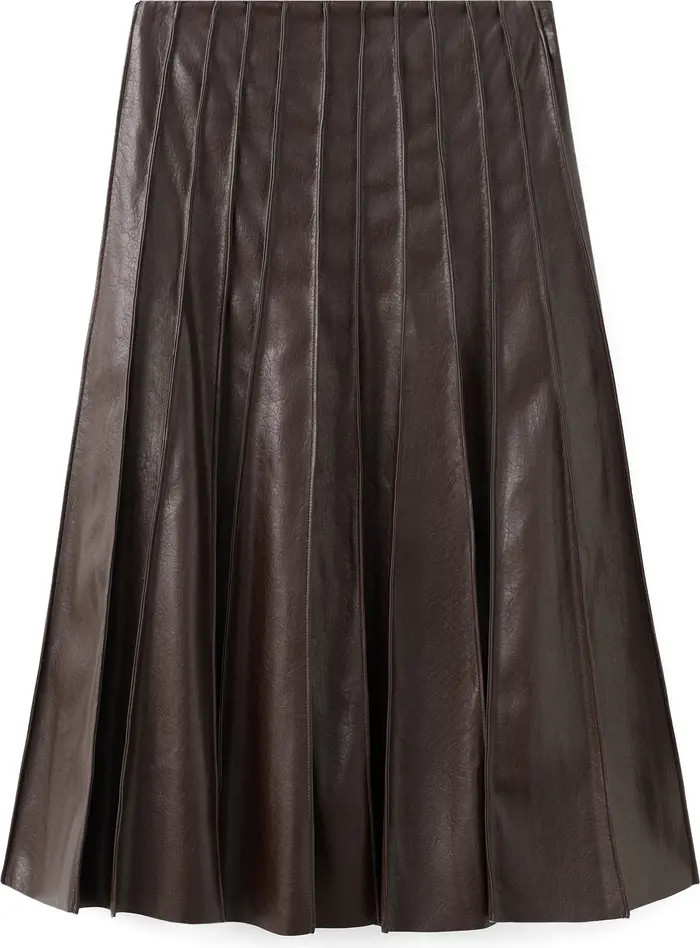 Dalia Pleated Faux Leather Midi Skirt | Nordstrom