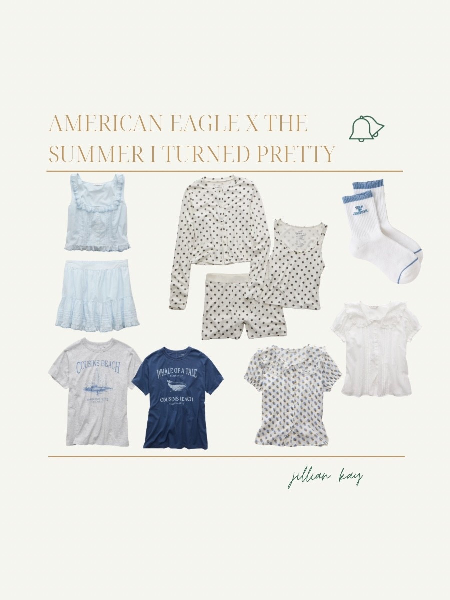 New American Eagle The Summer I Turned Pretty Collection! ✨♾️

Team Conrad or Team Jeremiah? 

Ig: @jkyinthesky

#bookish #bookgirl #bookgirlies #romancebooks #tsitp #summerstyle #summeraesthetic #romancereads 

#LTKSeasonal #LTKFindsUnder100 #LTKStyleTip