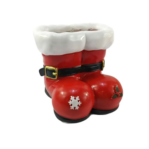Santa Boots Planter,Creative Resin Santa Boots Christmas Planter, Red and White Decorative Holiday Flower Pot, 11 Inch Height, Snowflake Design, Indoor Holiday Decor | Amazon (US)