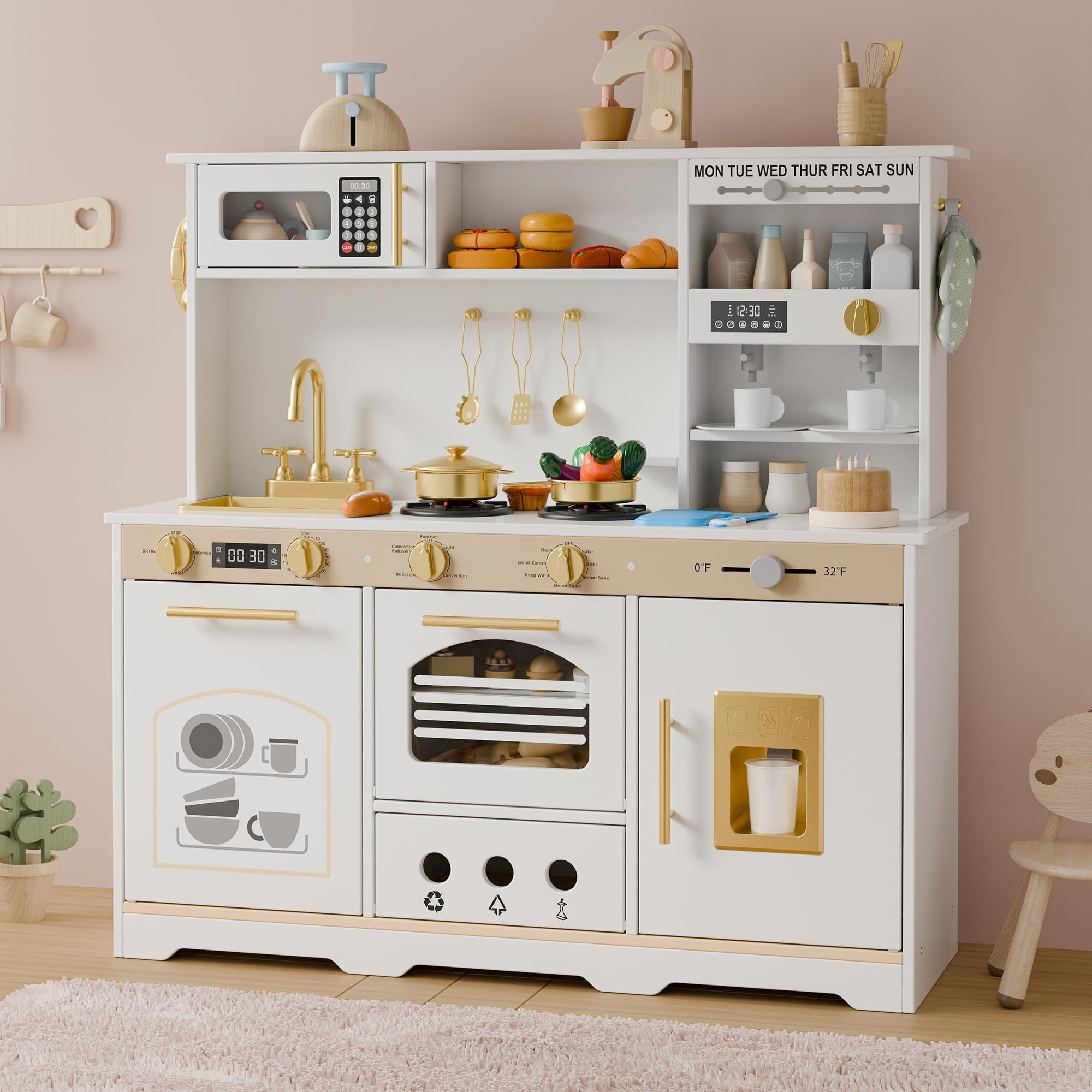 Play Kitchen Set, Kids Kitchen Playset with 21 Fun Accessories, Toy Kitchen Set with Realistic Ap... | Amazon (US)