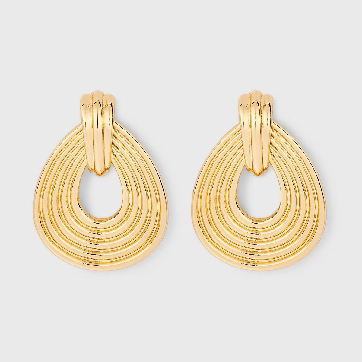 Ribbed Door Knocker Earrings - A New Day™ Gold: Nickel-Free Metal, Post Closure, 1.11" Length | Target