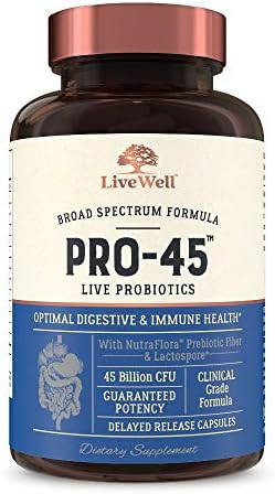 PRO45: #1 Clinical Grade Probiotic Formula, 45 Billion CFU, 11 Patented strains. Dairy Free. Dela... | Amazon (US)