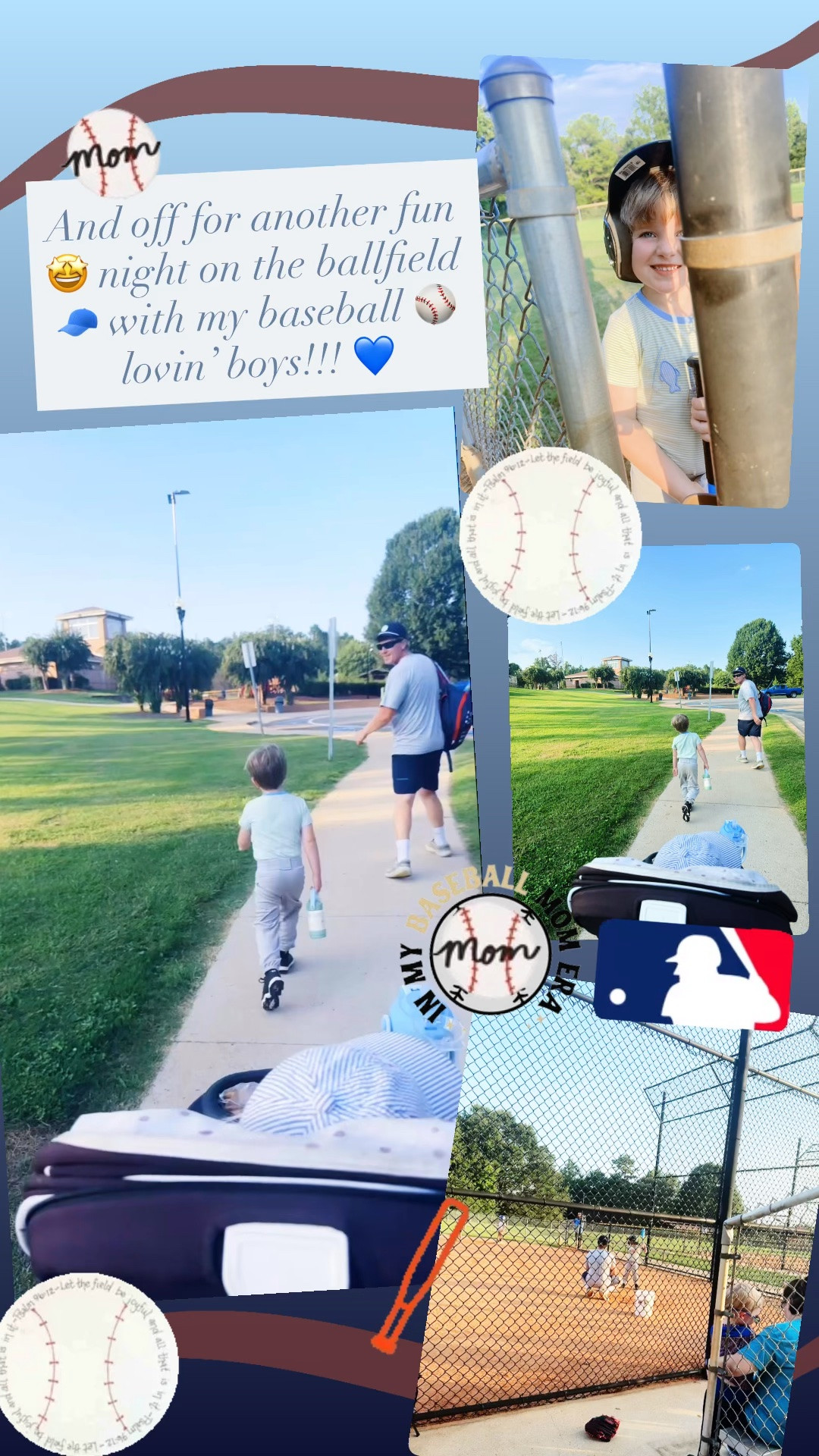 And off for another fun 🤩 night on the ballfield 🧢 with my baseball ⚾️ lovin’ boys!!! 💙
