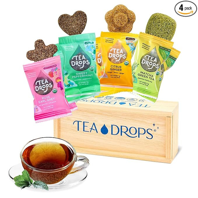 Tea Drops Lightly Sweetened Loose Leaf Tea Gift Box | Bagless Caf/Decaf Tea Assortment Includes M... | Amazon (US)
