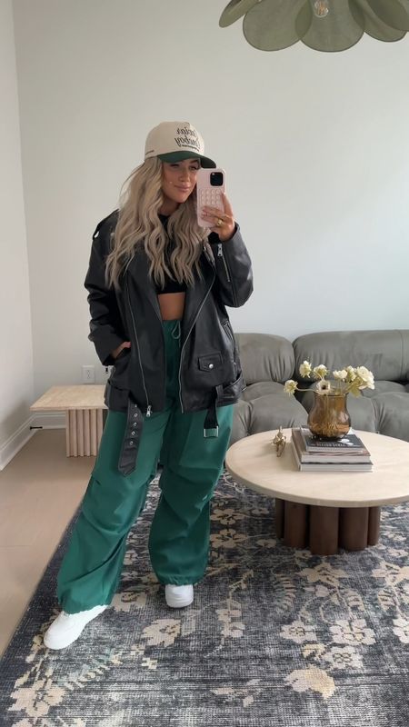 St. Patty’s outfit inspo! 💚🍀✨ 
Everything from Amazon is linked at the image below + in my storefront. All sizing info for Amazon can be found in the caption of  Amazon post :) 

Leather jacket // size US8 
Black crop // medium 
Jeans // US8 (run big) 
Jean jacket // large 
Dress // medium 
Cargos // large 

#stpattysoutfitinspo #stpatricksday 