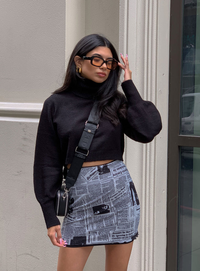 Zahara Cropped Turtleneck Sweater Black | Princess Polly US