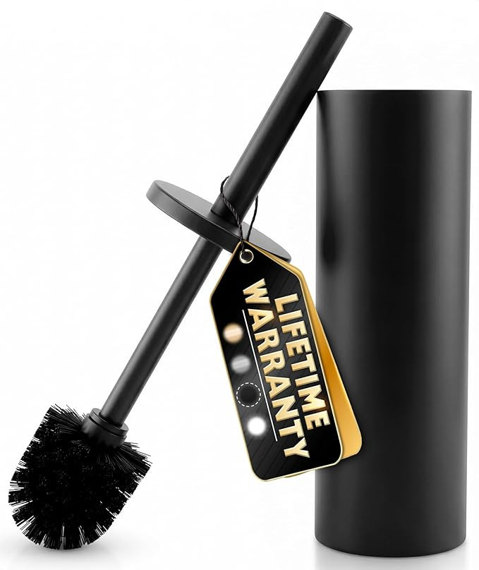 Black Toilet Brush and Holder Set - Scratch Resistant Black Toilet Bowl Brush and Holder with Sof... | Amazon (US)