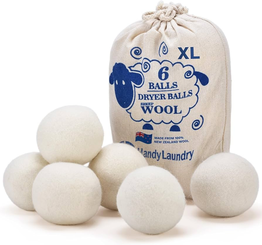 Handy Laundry Wool Dryer Balls - Natural Fabric Softener, Reusable, Reduces Clothing Wrinkles and... | Amazon (US)