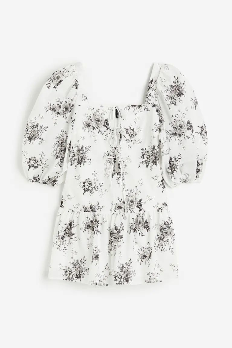 Puff-sleeved Poplin Dress | H&M (US + CA)