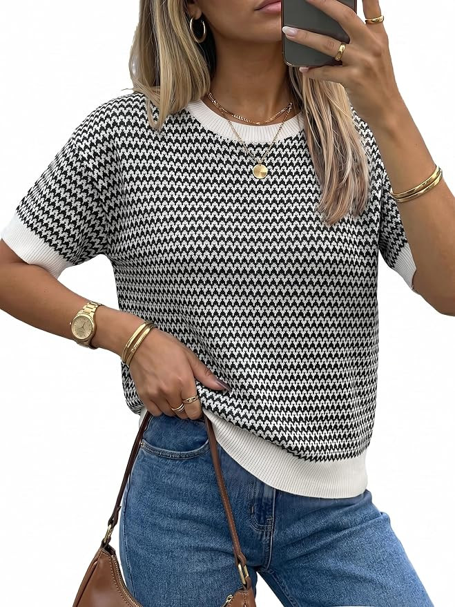 Arach&Cloz Women's Classic Striped Summer Crewneck Sweater Work Tops 2026 | 100% Comfort Cotton, ... | Amazon (US)