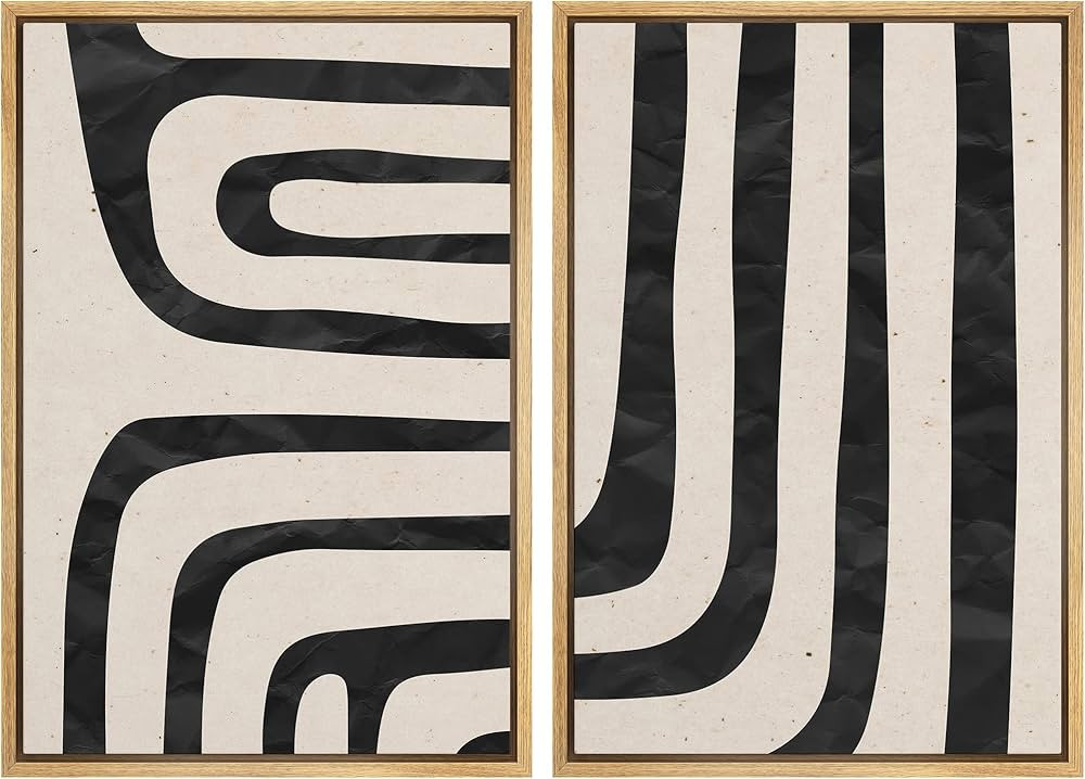 Ashbrook Framed Canvas Print Wall Art Set Geometric Mid-Century Line Art Abstract Shapes Illustra... | Amazon (US)