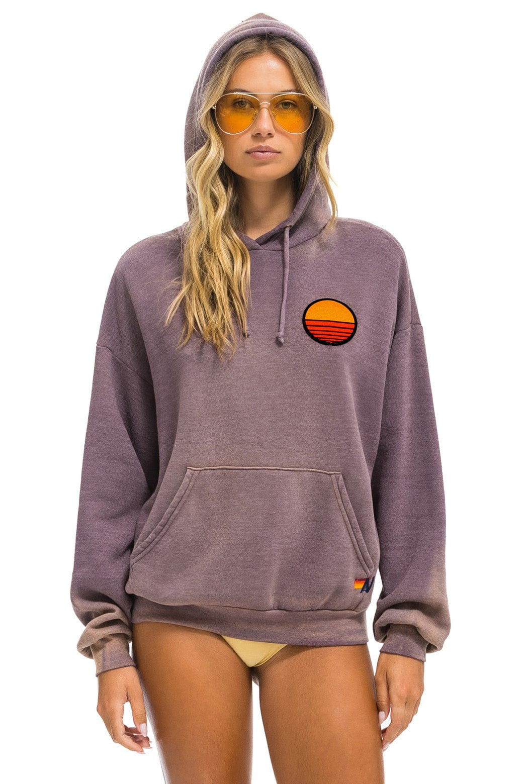 SUNSET PATCH PULLOVER RELAXED HOODIE - FADED MOCHA | Aviator Nation