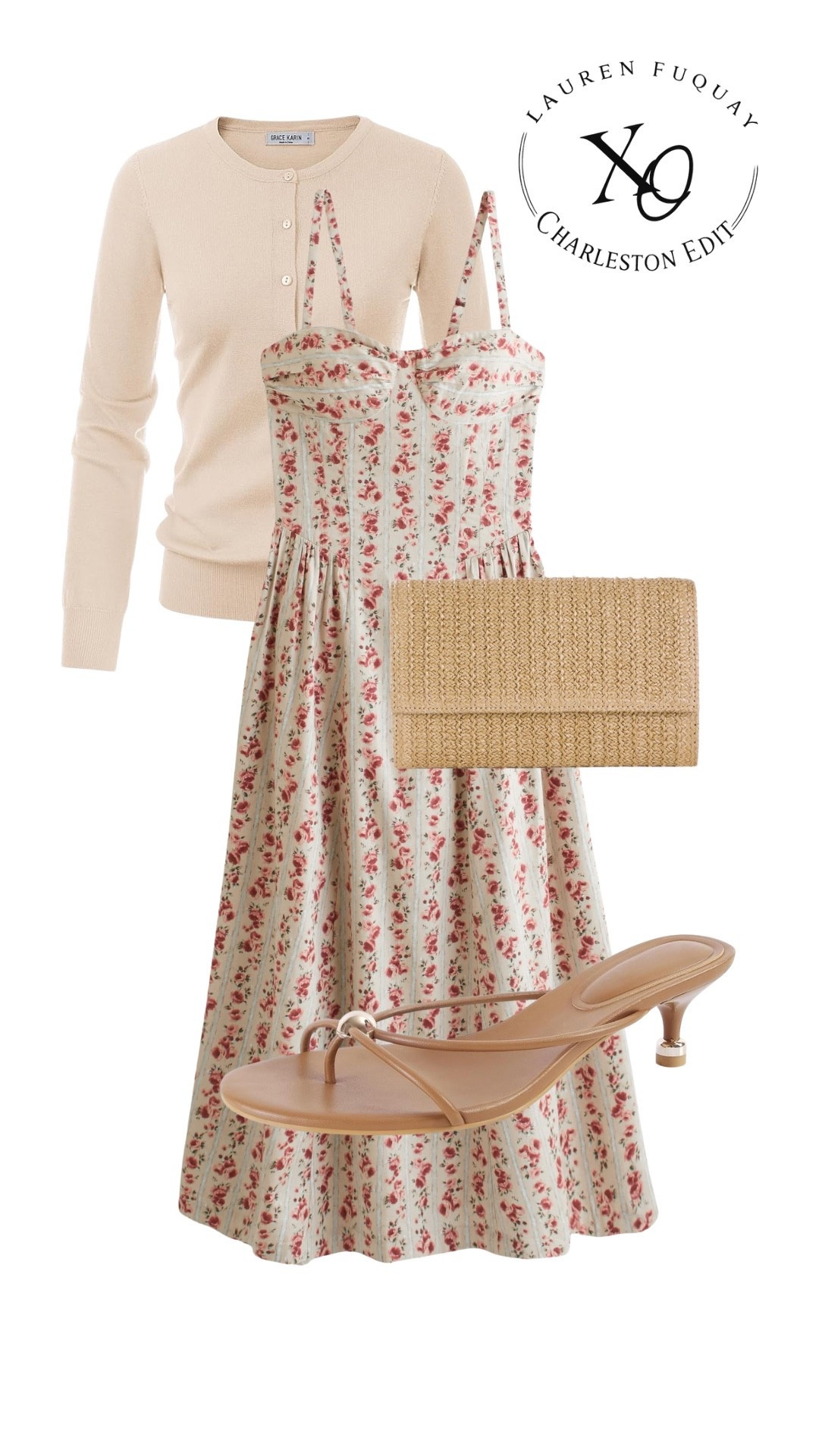 Charleston dinner outfit 🤍 
Size: XS in dress small in sweater and shoes are true to size 

The prettiest floral midi dress styled with a lightweight cardigan, raffia clutch, and kitten heel sandals for an elevated coastal look. Perfect for Charleston, vacation outfits, date night, resort wear, summer dresses, feminine style, coastal chic fashion, and Southern travel style.

#LTKootd #LTKTravel #LTKPetite