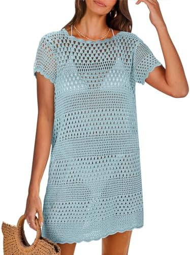 ANRABESS Women's Swimsuit Cover Ups, Mesh Knit Crochet Hollow Out, Bathing Suit for Summer Vacati... | Amazon (US)